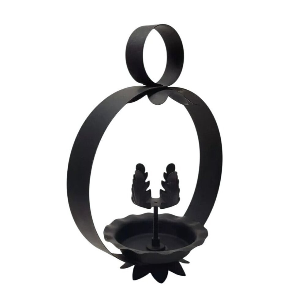 Decorative Black Metal Candle Holder With Floral Design For Home Décor Farmhouse